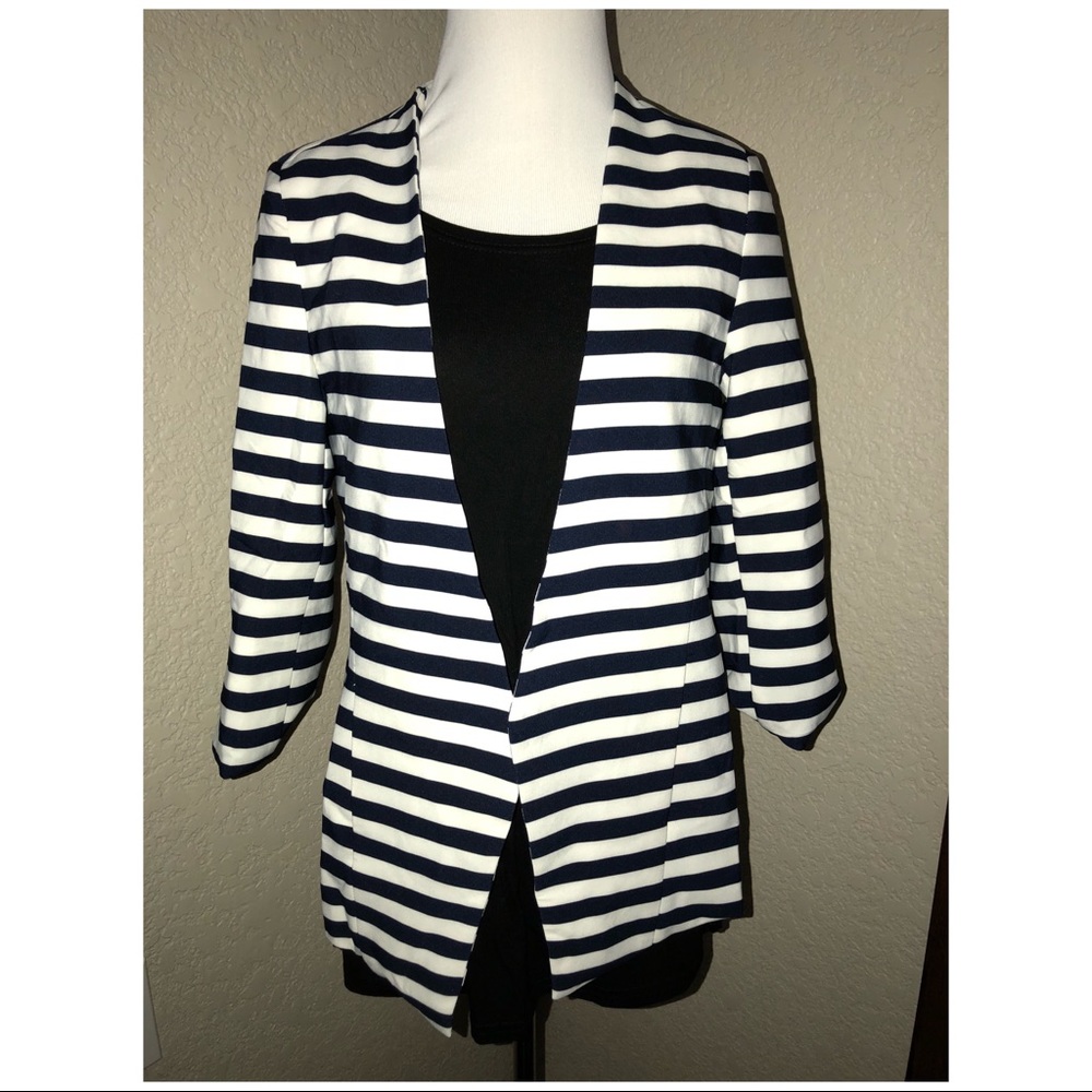 NWOT Shein Navy Blue Striped Blazer